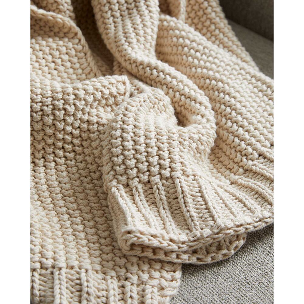 NWT Quince Cotton Fisherman Throw Natural 50 x 60 - Picture 2 of 3